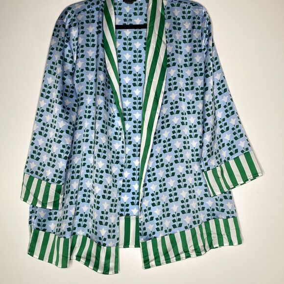 Ann Taylor 2024 Floral Tile Kimono Satin Cardigan Women's Size Large - Picture 5 of 9